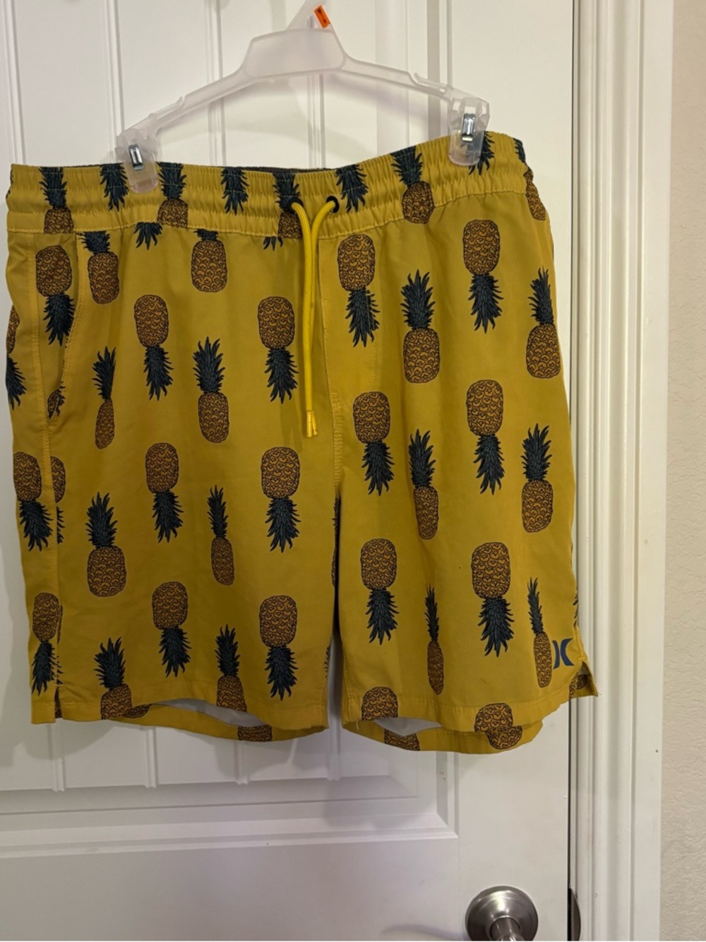 Lange Men’s Mustard Yellow Pineapple Print Swim Board Shorts